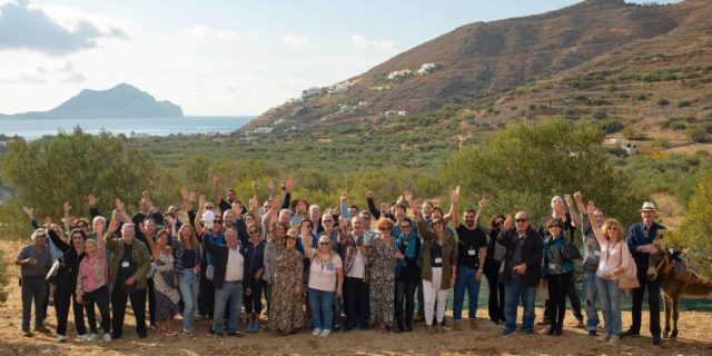 group photo at the olive grove